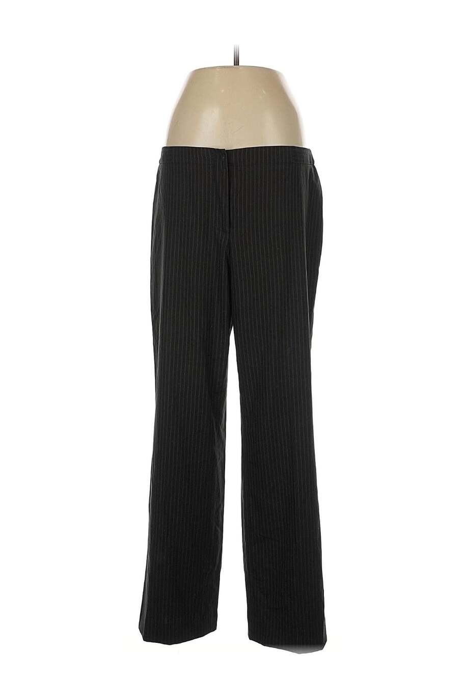 Ellen Tracy Pinstripe Dress Pants Size 12 Black Trousers Workwear Stretch
